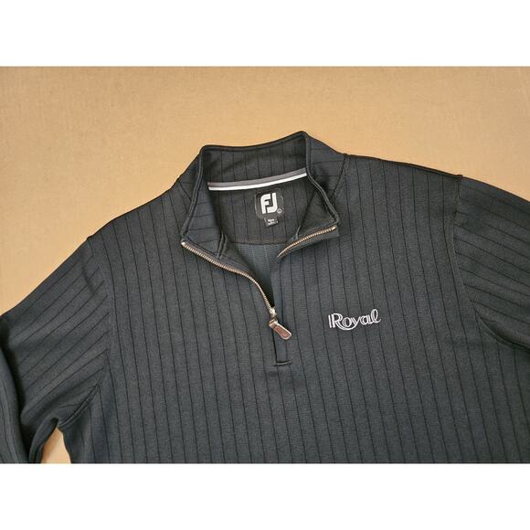 FootJoy Sweater Mens Large Black Drop Needle Performance Ribbed 1/4 Zip Pullover - Picture 4 of 11